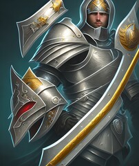 Knight's Ancient Crest, Generative AI Illustration