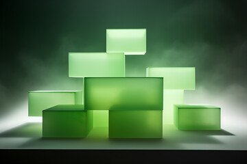 abstract green blocks background