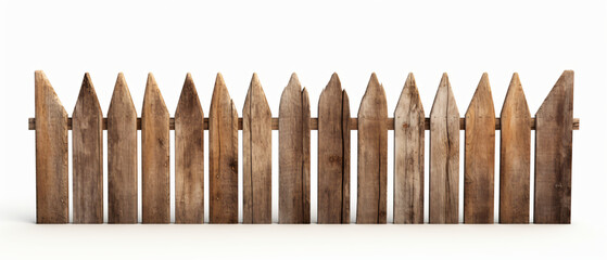 Old wooden fence isolated on white background

