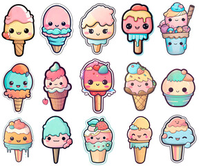 Kawaii Ice Cream Illustration Template Group