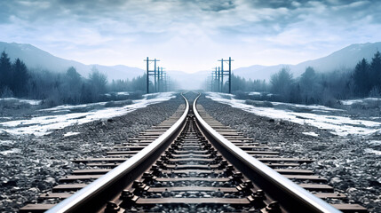 Train Tracks into the Distance. Generative Ai