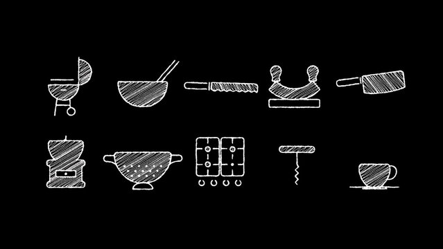 10 Cooking Animated Chalkboard Icons 2