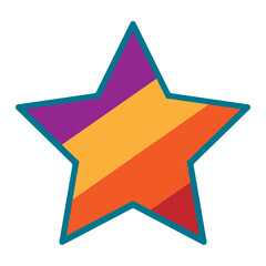 Multi-colored star with a contour on a white background. Design, symbol, vector icon.