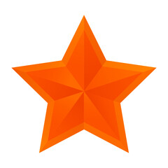 Orange-red star with an outline on a white background. Design, symbol, vector icon.