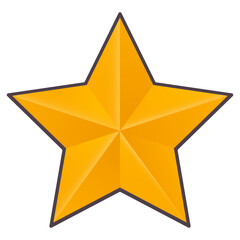 Golden-orange star with a black outline on a white background. Design, symbol, vector icon.
