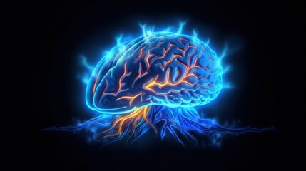 Human brain digital light electrical activity flashes.