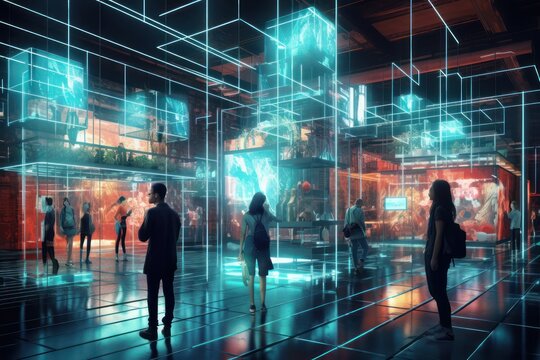 Computer technology for presenting goods to the buyer in digital form. Innovative online internet shop. Augmented reality and virtual store.