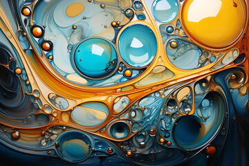 fluid oil colour texture, drop bubbles abstract background.