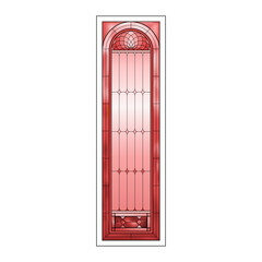 Church glass grade stained window. Red gradient colors.