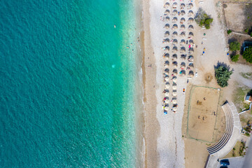 View of Potami beach with azure sea water, Samos island, Greece