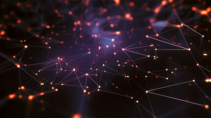 Fototapeta premium Abstract technology background. The Flow of purple Digital Data: A Futuristic Vision. Generative AI