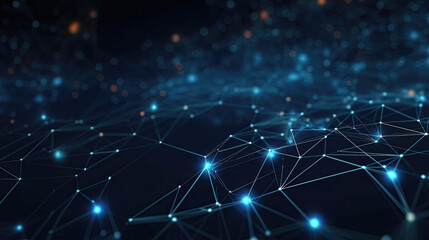 Obraz premium Abstract technology background. The Flow of dark blue Digital Data: A Futuristic Vision. Generative AI