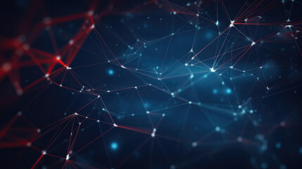 Obraz premium Abstract technology background. The Flow of blue and red Digital Data: A Futuristic Vision. Generative AI