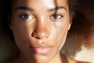 AI Generated. Beauty portrait in sunlight of young woman