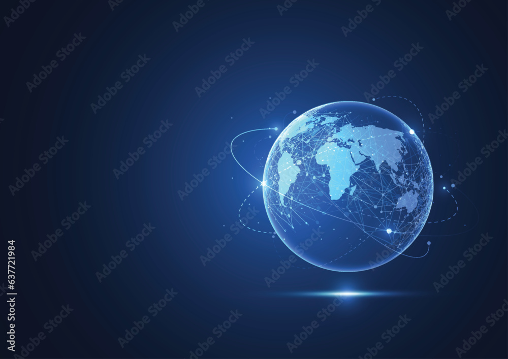 Poster global network connection. world map point and line composition concept of global business. vector i
