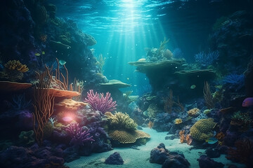 Obraz premium coral reef and diver. 