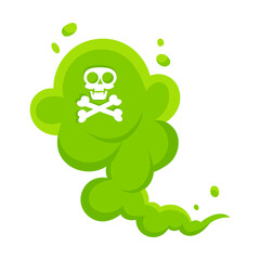 Smelling green cartoon smoke or fart clouds flat style design vector illustration. Bad stink or toxic aroma cartoon smoke cloud isolated on white background.