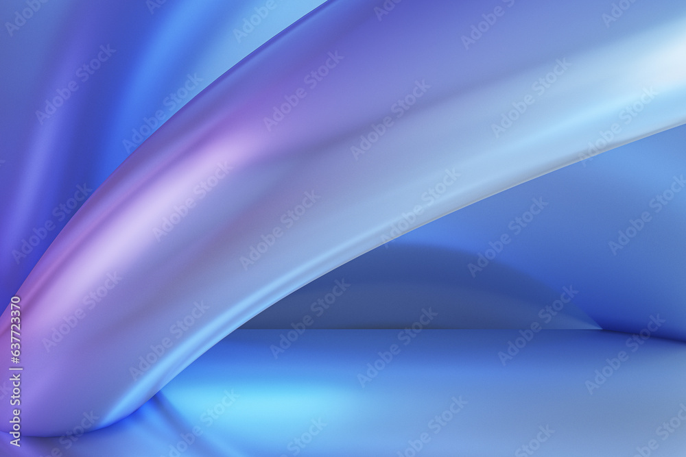 Poster Creative geometric blue waves or lines backdrop. Landing page concept. 3D Rendering.