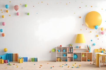 wall in the children's room in white wall background