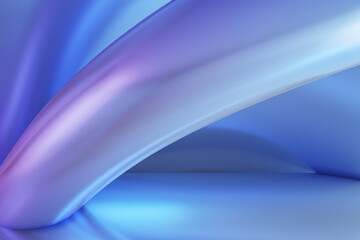 Creative geometric blue waves or lines backdrop. Landing page concept. 3D Rendering.