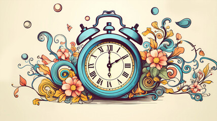 hand drawn cartoon clock illustration
