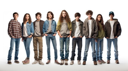 Obraz premium group of Teenage youth on a white background, full body shot
