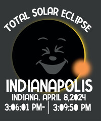 Indianapolis Indiana IN Total Solar Eclipse 2024  T-Shirt design vector, Solar Eclipse 2024, astronomy lovers, usa totality april pair, solar eclipse glasses make friends, family smile, solar eclipse 