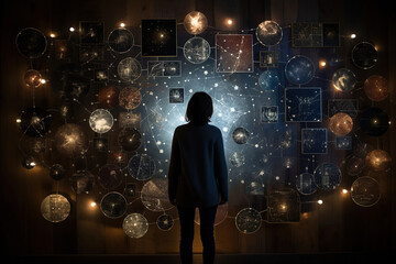 Fototapeta premium Imaginative illustration of constellations, where they contain images that pay homage to memories
