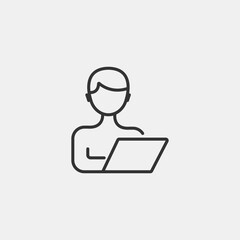 person with laptop vector icon line style illustration sign