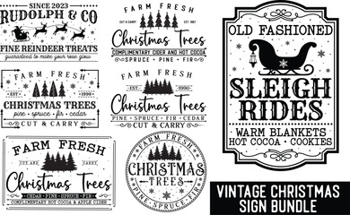 vintage christmas sign svg bundle