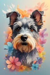 Adorable Dog Surrounded by Flowers a Charming Illustration AI Generative