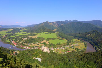 Fototapeta premium Aerial view of Strecno castle in Slovakia, Europe