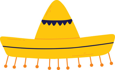 Sombrero in flat style. Isolated mexican hat. Vector illustration.