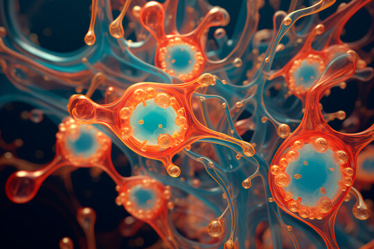 Abstract virus on a black isolated background. Abstract image of amoeba Naegleria fowler