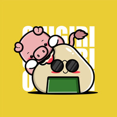 Cute Pig Onigiri Kawaii Character