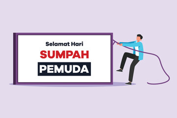Selamat Hari Sumpah Pemuda. Translation Happy Indonesian Youth Pledge. Colored flat vector illustration isolated. 