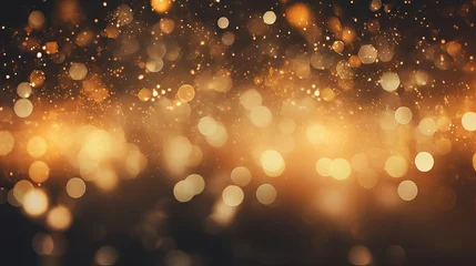 Fotobehang Festive bokeh: dark blurred Christmas lights background with happy holiday party glow and warm flare © Ameer