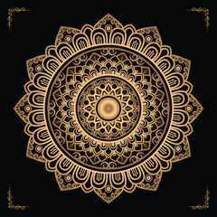 Luxury mandala design gold color Vetor	