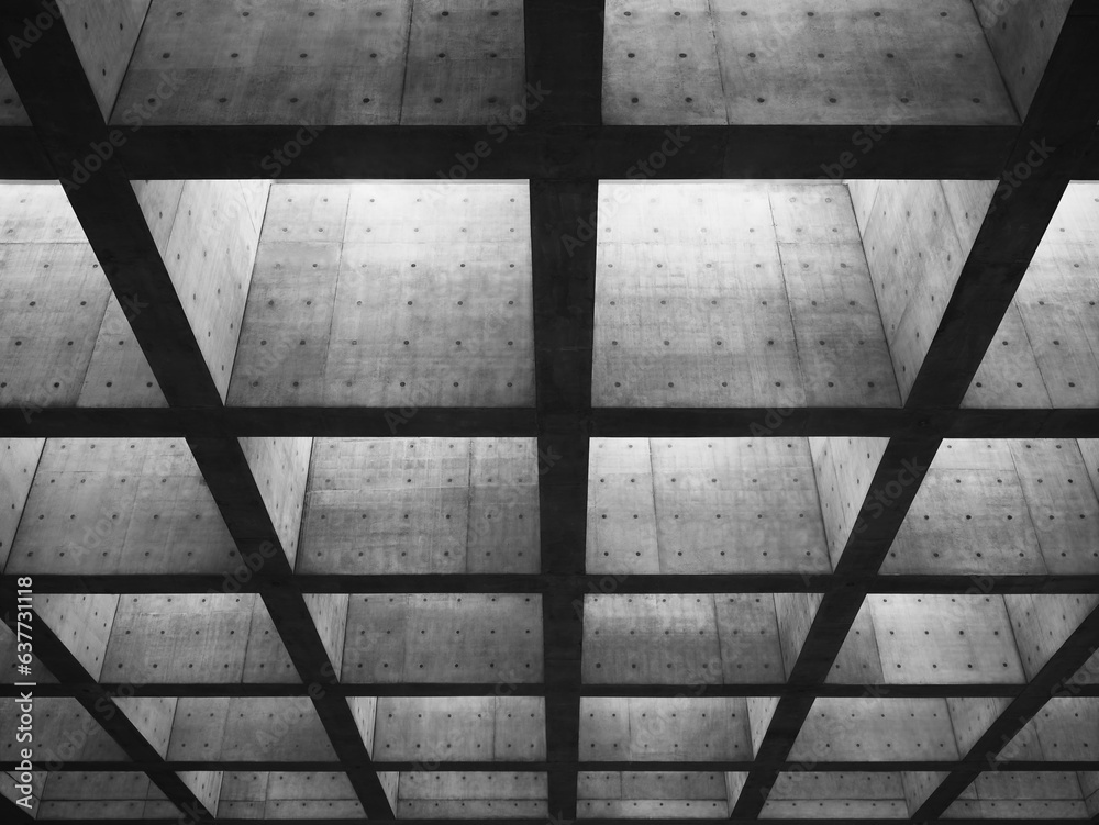 Fototapete Cement panel ceiling square block pattern Lighting Architecture details
