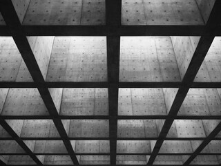 Cement panel ceiling square block pattern Lighting Architecture details