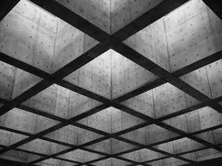 Fototapeta Cement panel ceiling square block pattern Lighting Architecture details obraz