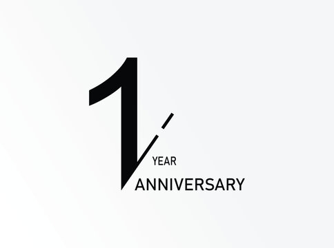1 years anniversary logo template isolated on white, black and white background. 1th anniversary logo.