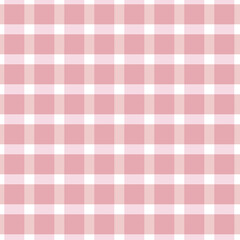 Gingham seamless pattern.Pink and white background texture. Checked tweed plaid repeating wallpaper. Fabric design.