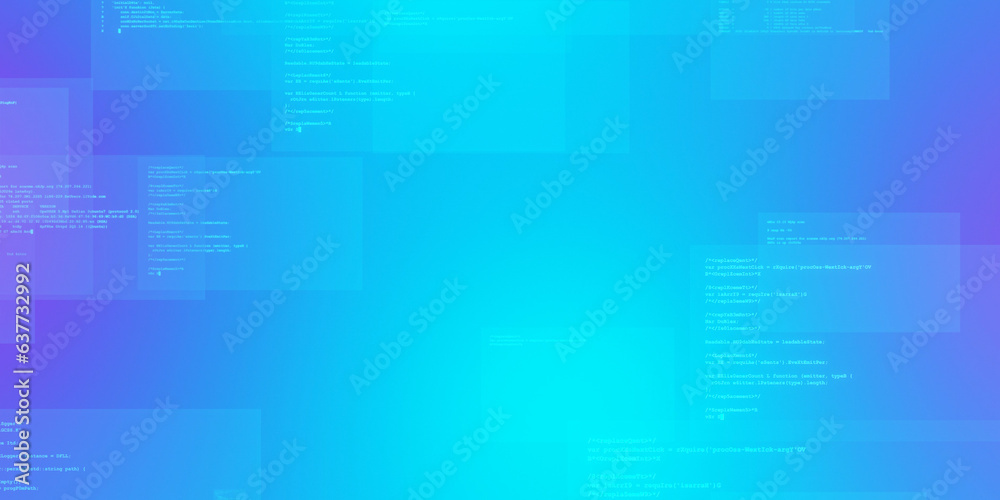 Aufkleber Futuristic digital technology and programming code concept. Wide angle visual for banners or advertisements.