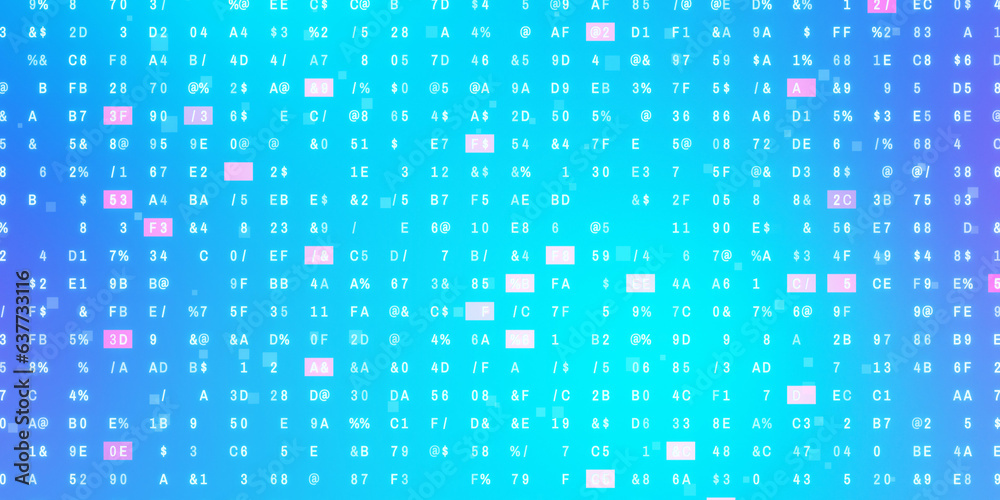 Poster Futuristic digital technology and binary code concept. Wide angle visual for banners or advertisements.