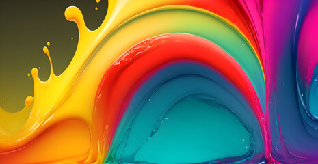 Rainbow abstract background with splashes.  Template for showcase product. Generative ai art.
