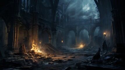Decaying magic empire: ruins of abandoned academy and resilient wizards in twilight apocalypse