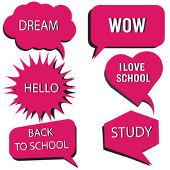 Stickers of speech bubbles vector set