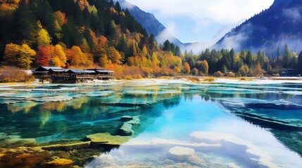 Captivating Landscape: Jiuzhaigou Valley, Sichuan, China - Pristine Beauty of Nature