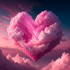 Hearts Made of Pink Clouds a Dreamy Sky Illustration AI Generative